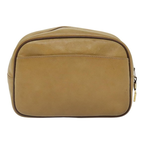 LOEWE Anagram Clutch Bag Leather Beige Brown Gold Auth 93389 - Picture 2 of 16